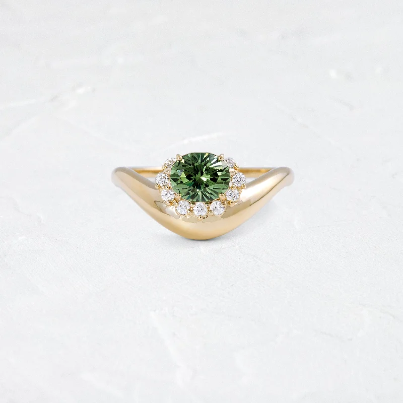 Elegant Silver Ring for Women-Astronomer Ring, 1ct. Mint Green Demantoid Garnet