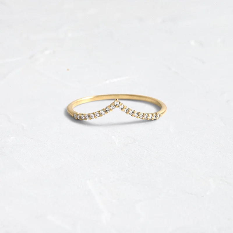 Wedding Ring for Bride-Chevron Wisp Band