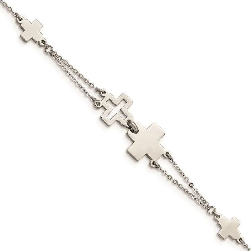 Elegant Pearl Bracelet-Stainless Steel Cross Bracelet