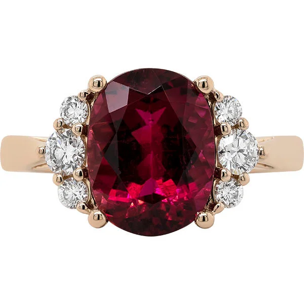 Stunning Platinum Engagement Ring-Gems of Distinction Collection's 14k Yellow Gold 4.18ct Rubellite & .41ctw Diamond Ring