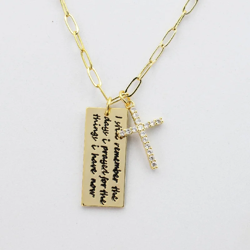 Customizable Crystal Necklace-Thankful Necklace Gold I-60