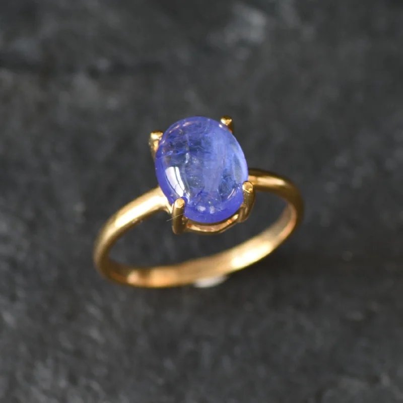 Platinum Wedding Band for Women-Gold Tanzanite Ring - Purple Oval Ring - December Birthstone Ring