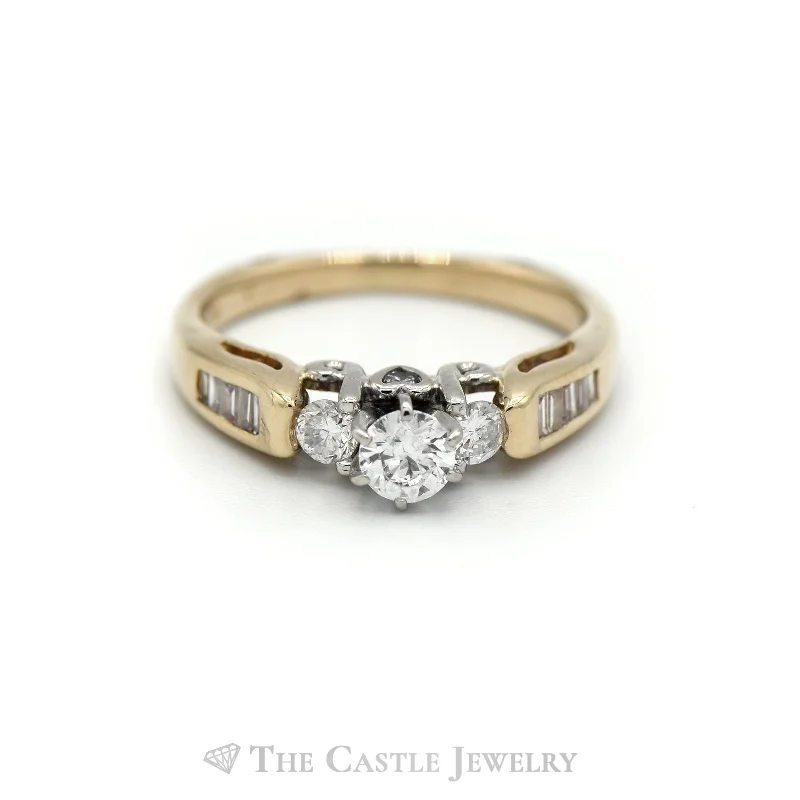 Fashionable Stackable Rings-1/2 Carat Engagement Ring with Hidden Heart Diamond Detail in 14KT Yellow Gold