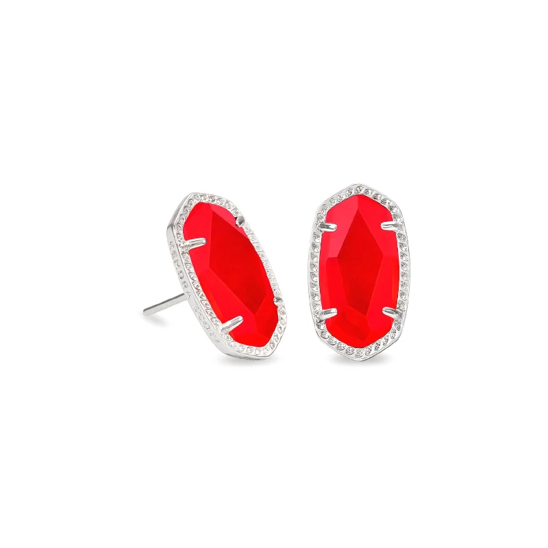 Chic Earrings for Women-Kendra Scott | Ellie Silver Stud Earrings in Red Illusion