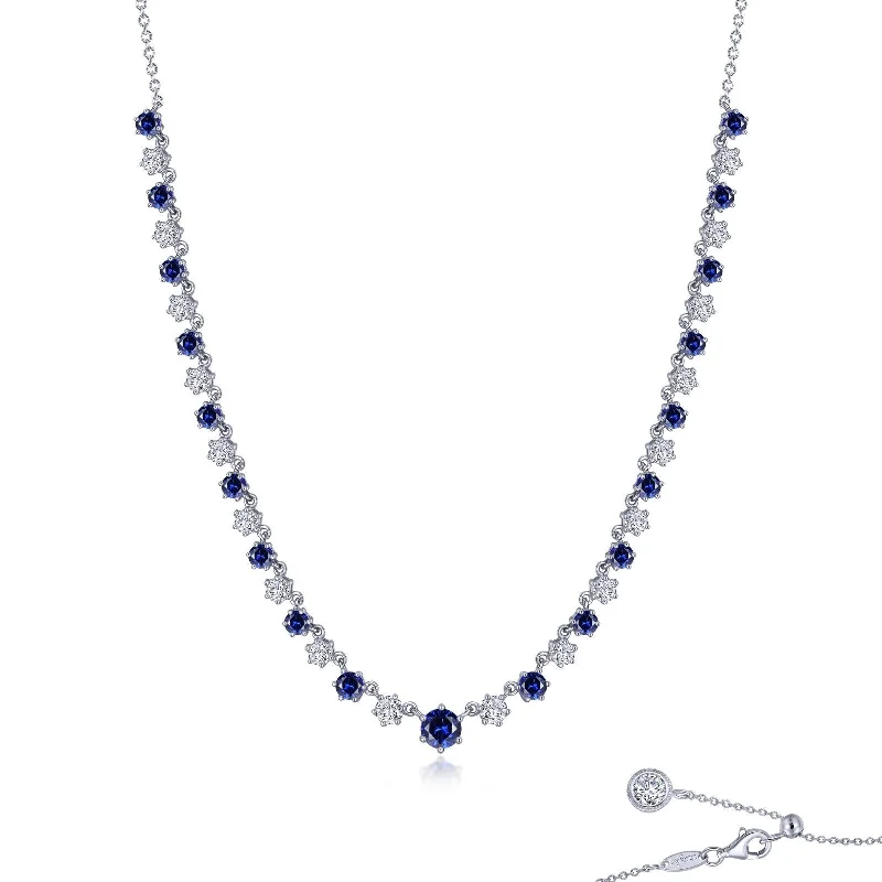 Bridal Necklace with Pearls-Lafonn Simulated Diamond & Fancy Lab Grown Sapphire 4.91ct. Graduated Tennis Necklace SYN025SP16