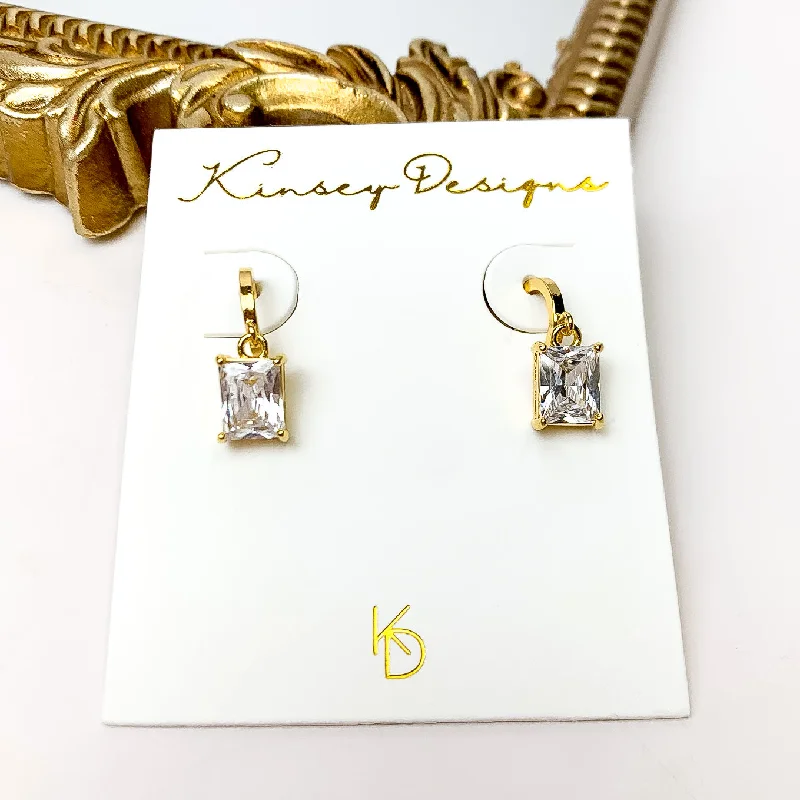 High-Quality Diamond Earrings-Kinsey Designs | Prism Huggie Gold Earrings with CZ Crystals