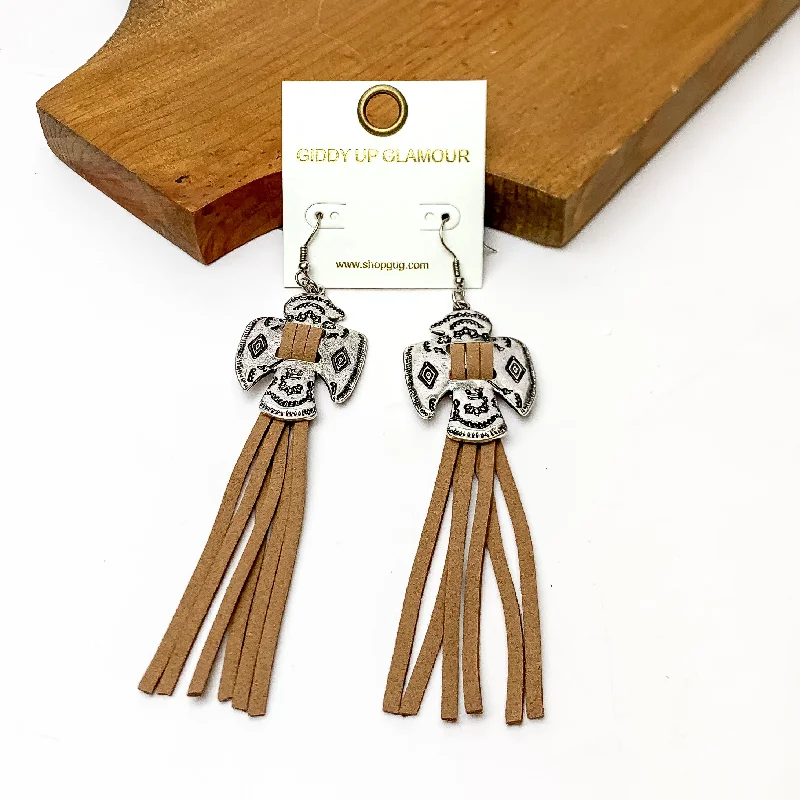 Luxury Diamond Earrings-Thunderbird Tassel Earrings in Brown