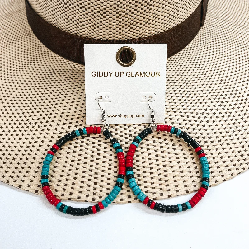 Party Earrings for Women-On the Daily Multicolored Beaded Hoop Earrings in Black