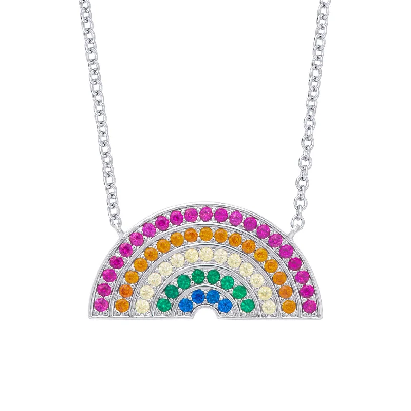 Boho Style Necklace-Rainbow CZ Necklace