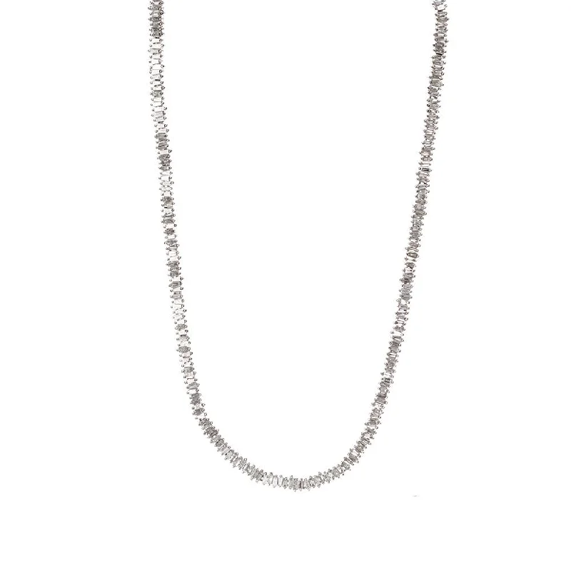 Customizable Crystal Necklace-Edge Baguette Choker