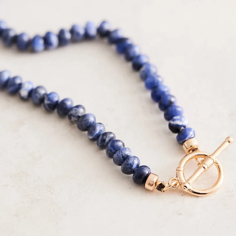 Gold Necklace with Gemstones-Sodalite Necklace