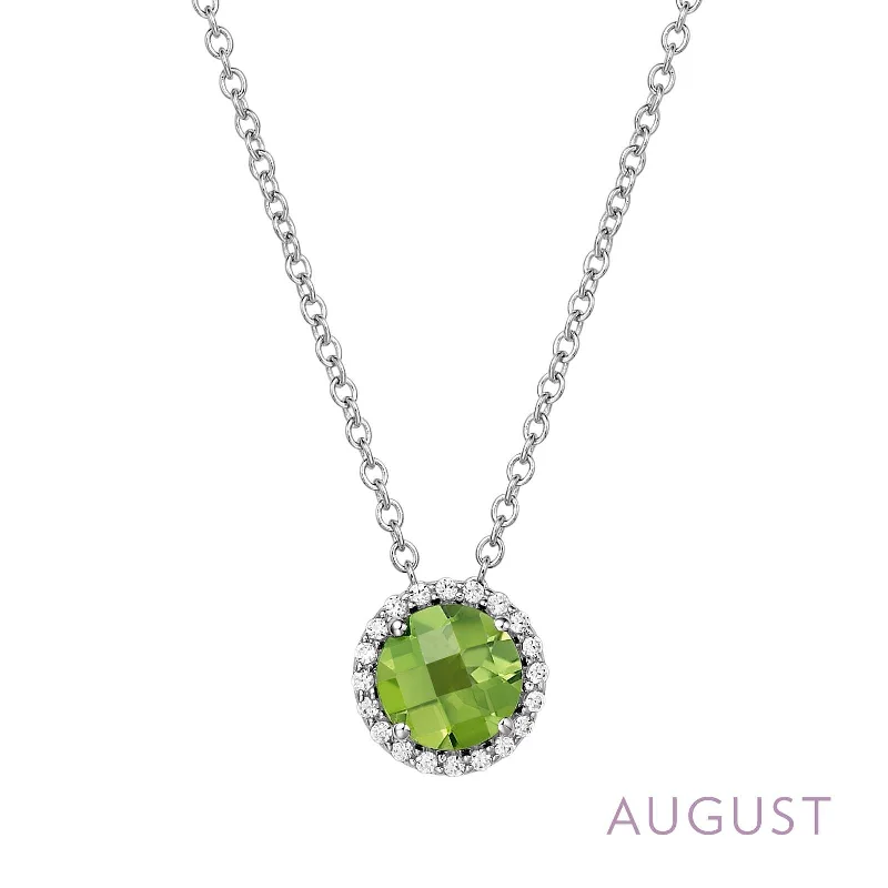 Statement Necklace for Weddings-Lafonn Simulated Diamond & Genuine Peridot Birthstone Necklace - August BN001PDP