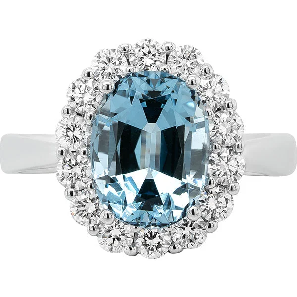 Unique Wedding Ring Set for Men-Gems of Distinction Collection's 14k White Gold 2.78ct Aquamarine & .73ctw Diamond Euro Shank Ring