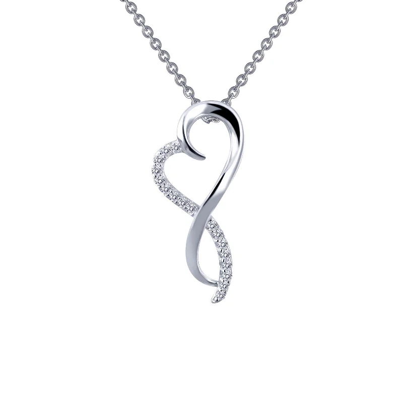 Classic Gold Necklace-Lafonn Simulated Diamond Infinity Heart Pendant Necklace P0151CLP