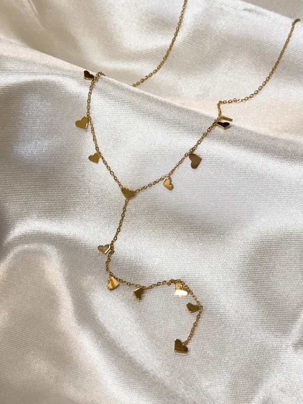 Handcrafted Gold Necklace-Lariat Heart Necklace