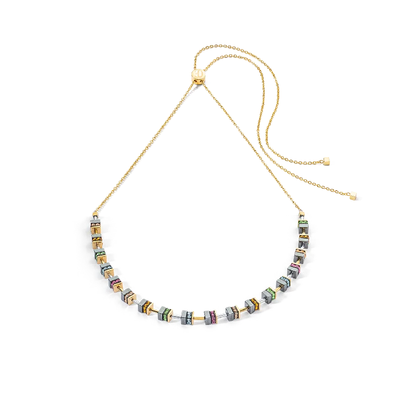 Wedding Necklace with Crystals-Sparkling Classic Chain necklace gold multicolour