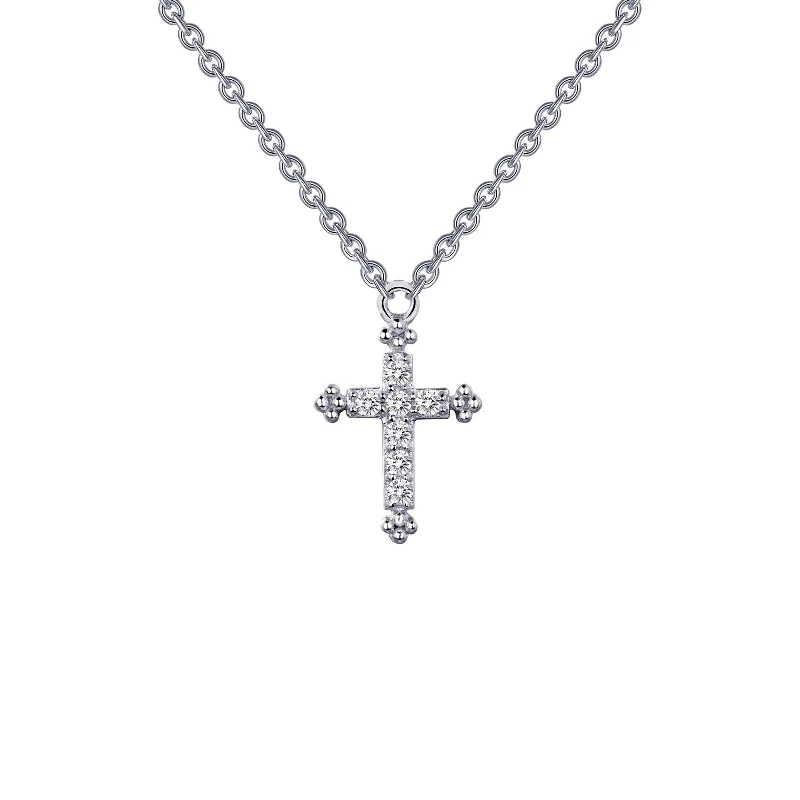 Gold Pendant Necklace-Lafonn Simulated Diamond 0.07ct Cross Necklace 9N023CLP