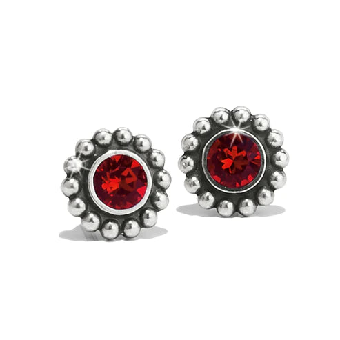 Bridal Earrings with Diamonds-Brighton | Silver Tone Twinkle Mini Post Earrings in Ruby