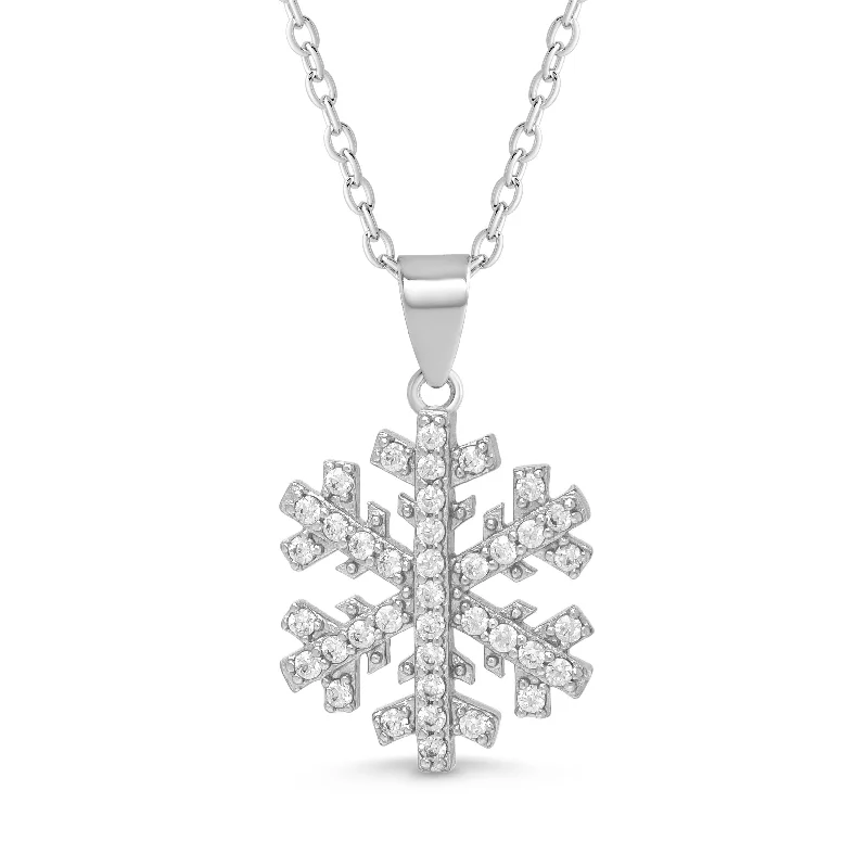 Chic Chain Necklace-CZ Snowflake Necklace in Sterling Silver