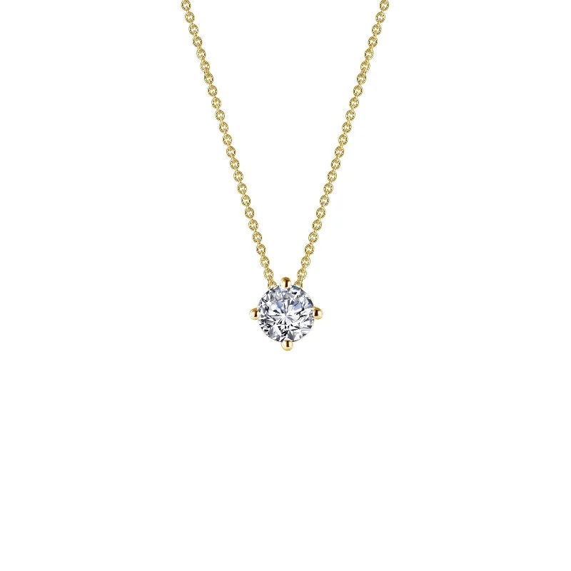 Gold Necklace with Gemstones-Lafonn Simulated Diamond 0.65ct East West Prong Solitaire Necklace N0152CLG