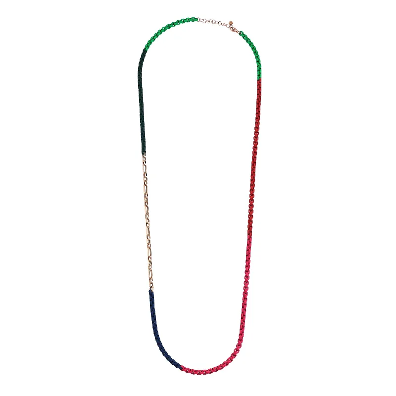 Fine Silver Necklace-Party Chain Multicolor Fusion Necklace