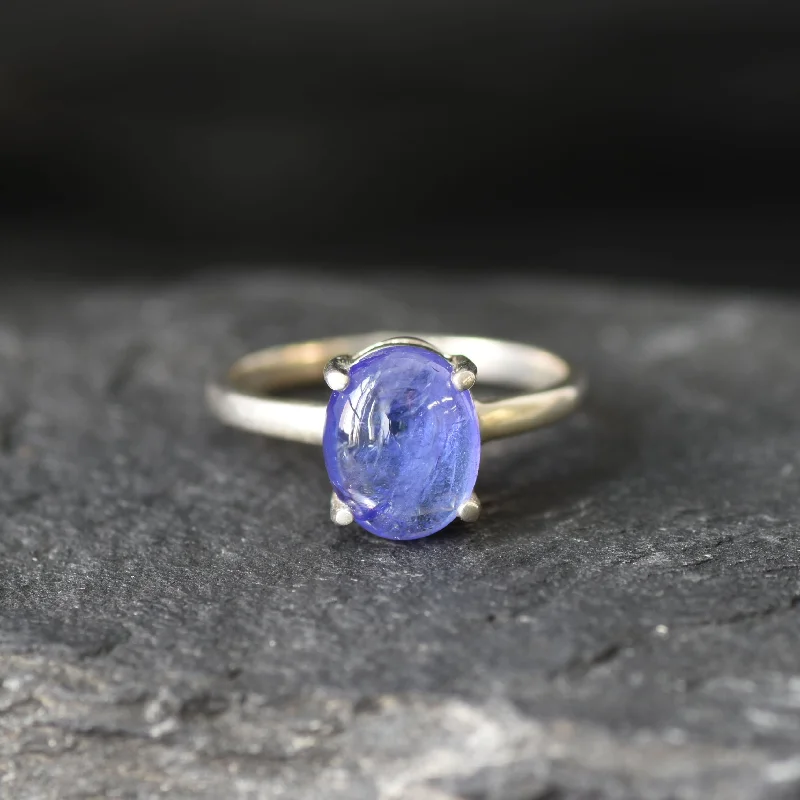 Elegant Rose Gold Engagement Ring-Tanzanite Ring - Purple Oval Ring - Tanzanite Solitaire Ring