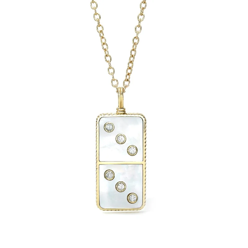 Customizable Birthstone Necklace-Mother Of Pearl Domino Necklace