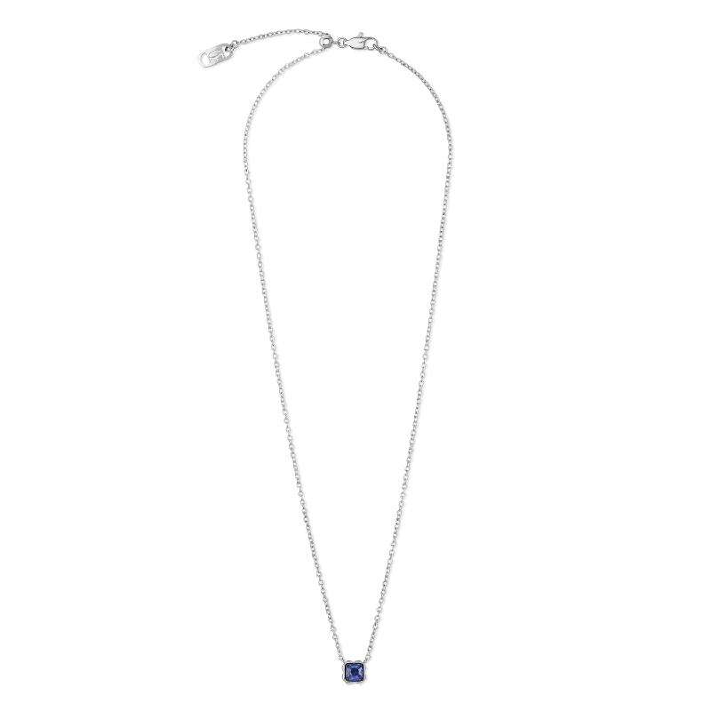 Beautiful Diamond Necklace-Birthstone September Necklace Lapis Lazuli Silver