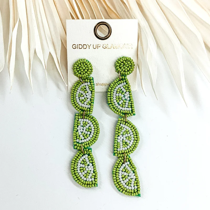 Small Stud Earrings for Women-Seed Bead Lime Earrings in Lime Green