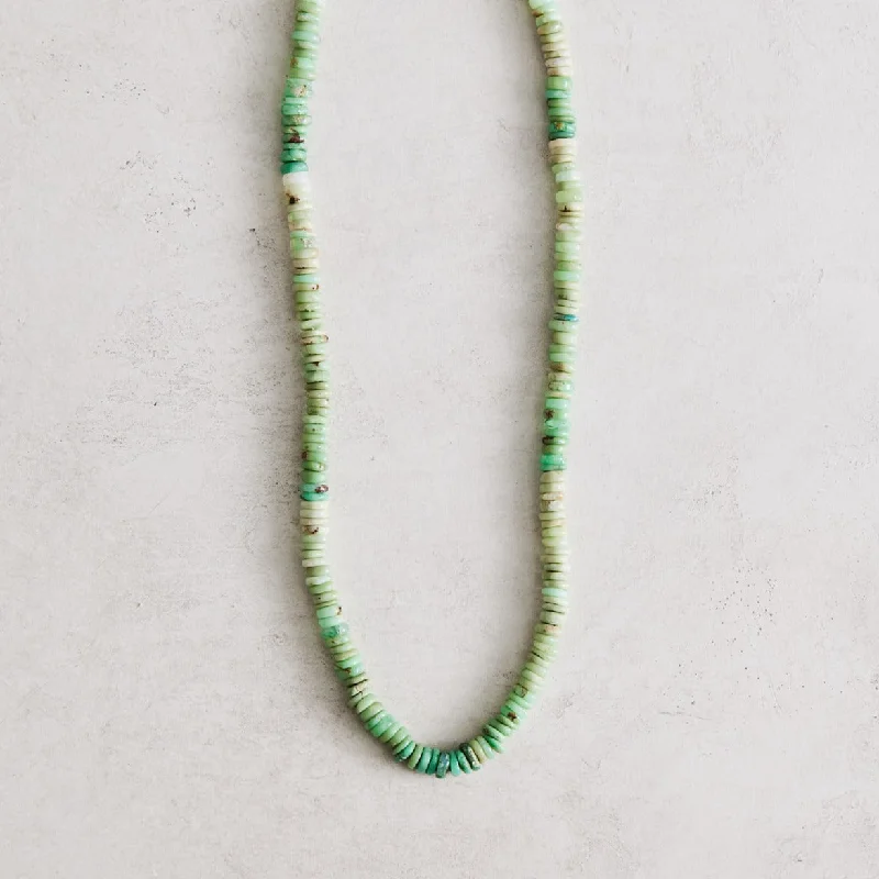 Custom Initial Necklace-Chrysoprase Heishi Necklace