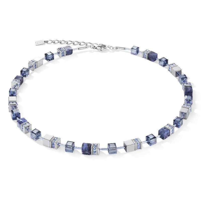 Gorgeous Pearl Necklace-GeoCUBE® Necklace sodalite & haematite blue