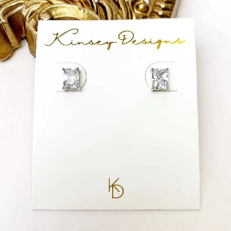 Personalized Name Earrings-Kinsey Designs | Prism Stud Silver Earrings with CZ Crystals