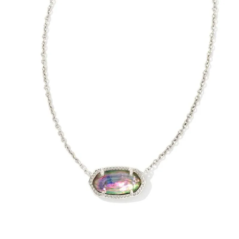 Gold Earrings for Teens-Kendra Scott | Elisa Silver Pendant Necklace in Lilac Abalone