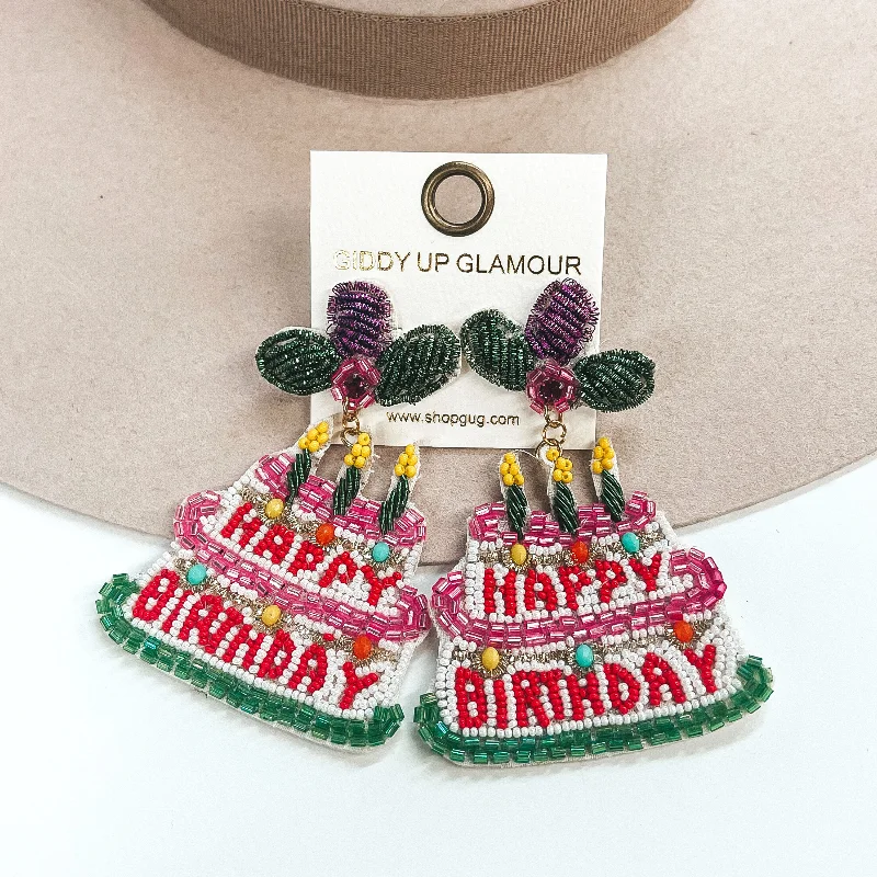 Bohemian Style Earrings-Birthday Cake Beaded Earrings in Multicolor