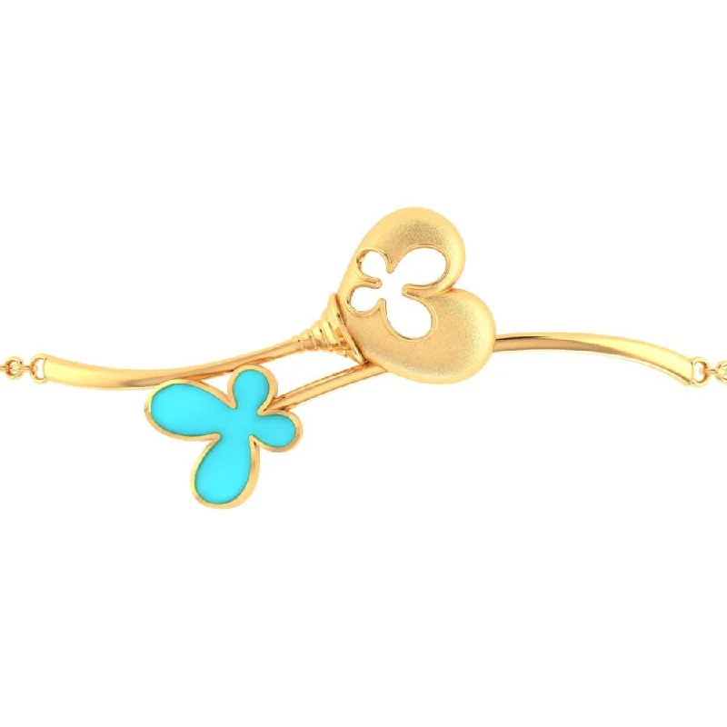 Silver Bracelet for Bridesmaids-18k Gold Bracelet Adorned With A Butterfly And A Hollowed-out Butterfly Heart