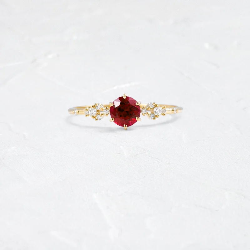 Beautiful Gold Wedding Band-Myriad Ring, 0.61ct. Ruby