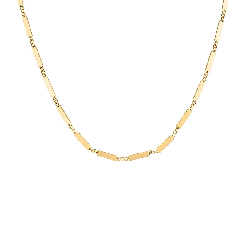 Silver Necklace with Pearls-14KT GOLD SHINY BARS NECKLACE