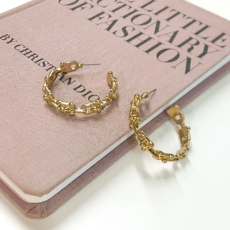 Cute Animal Earrings-Loved Up Chain Hoops in Gold Tone