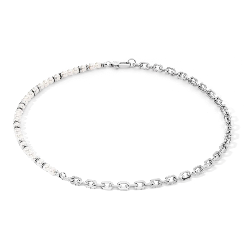 Chic Pearl Necklace-Necklace Pearls Fusion link chain white