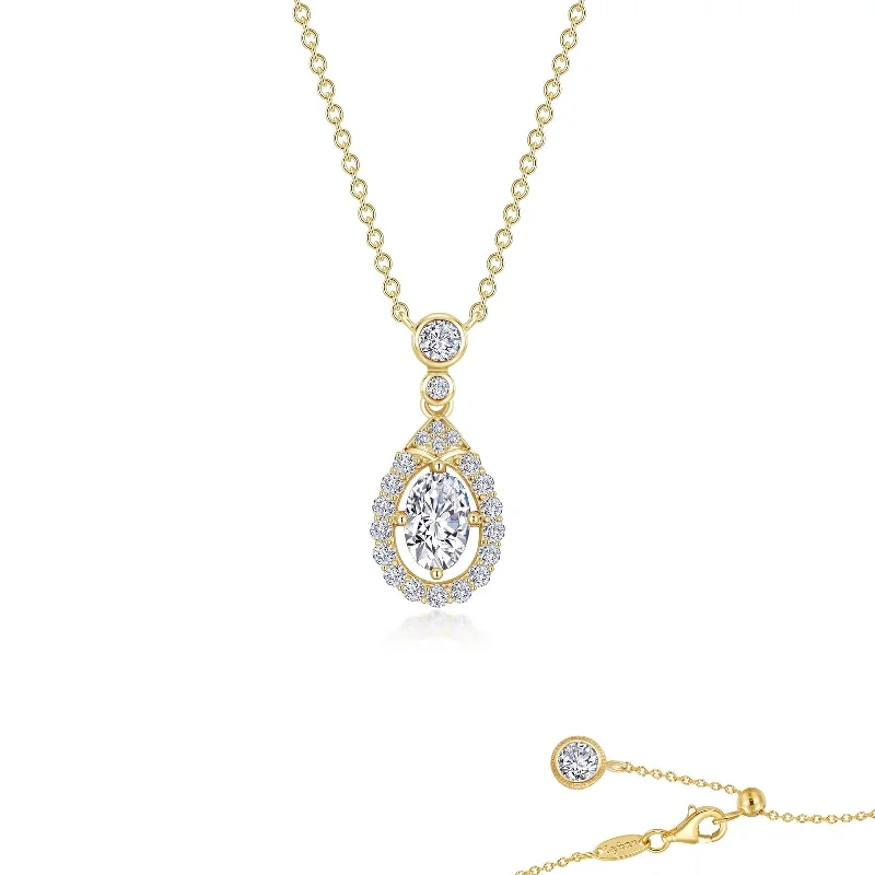 Sapphire Necklace for Women-Lafonn Simulated Diamond Oval Halo Necklace N0275CLG