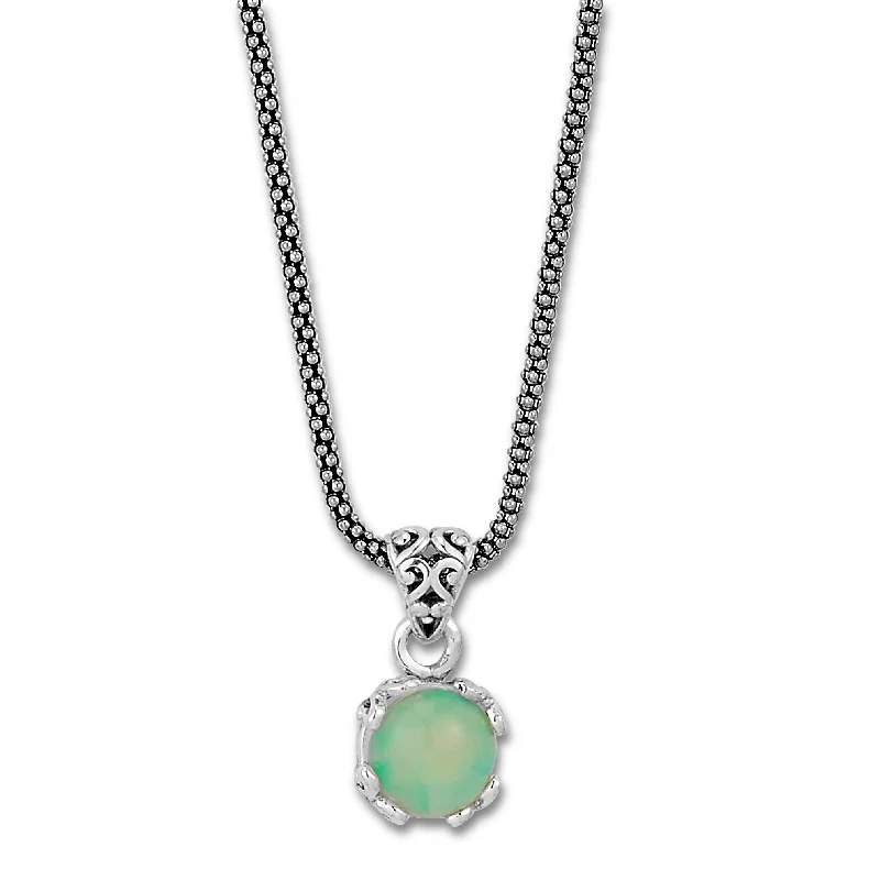 Classic Silver Necklace for Women-Samuel B. Opal Birthstone Glow Necklace - October