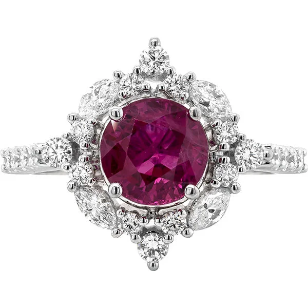 Classic Sapphire Wedding Band-Gems of Distinction Collection's 14k White Gold 2.12ct Ruby & .82ctw Diamond Ring