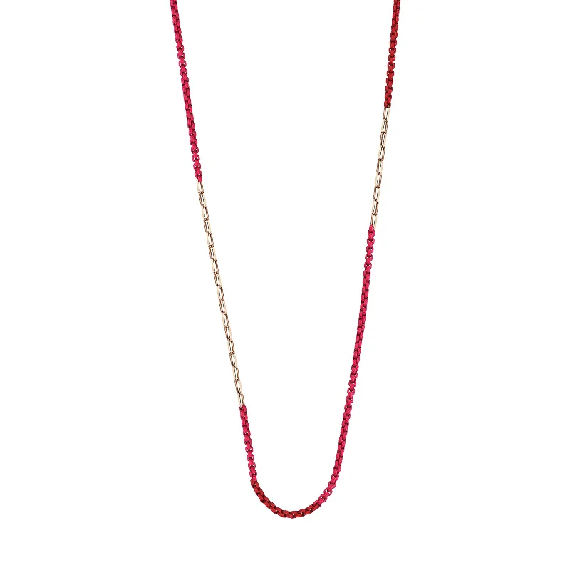 Gold Necklace with Sapphires-Party Chain Red Fusion Necklace