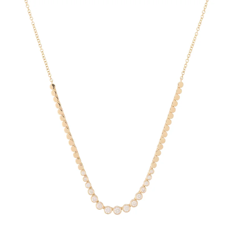 Chic Pearl Necklace-Bezel Set Gradient Diamond Necklace