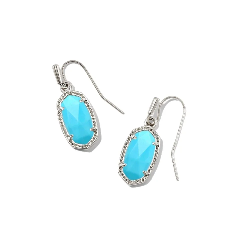 Bridal Earrings with Crystals-Kendra Scott | Lee Silver Earrings in Variegated Turquoise Magnesite