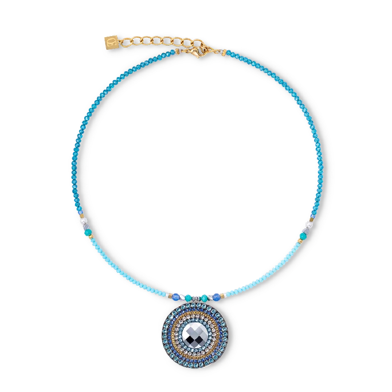 Wedding Necklace for Bride-Necklace amulet Ocean Vibes turquoise gold