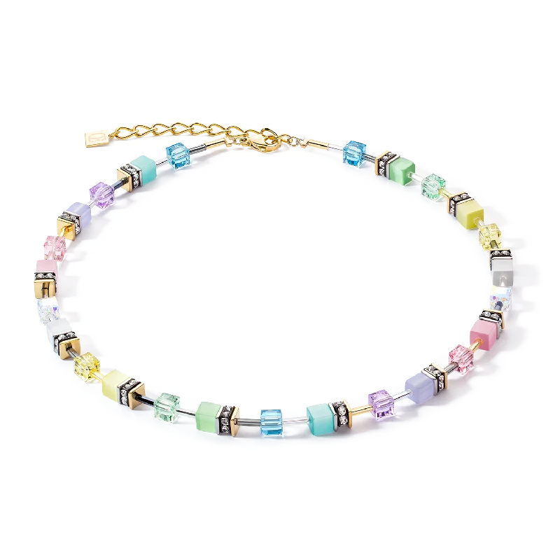 Silver Chain Necklace-GeoCUBE® Iconic Gentle Multicolour necklace