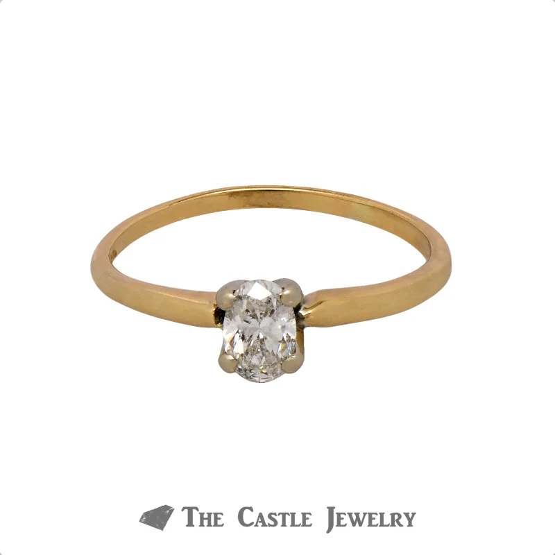 Dazzling Engagement Ring Set-Oval Cut .45ct Diamond Solitaire Engagement Ring in 14k Yellow Gold